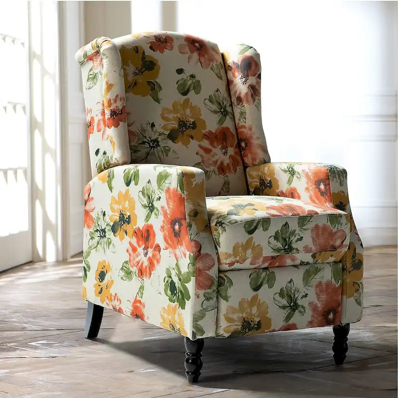 Fauteuil inclinable manuel "push-back" de style Mid-Century Modern avec dossier à oreilles