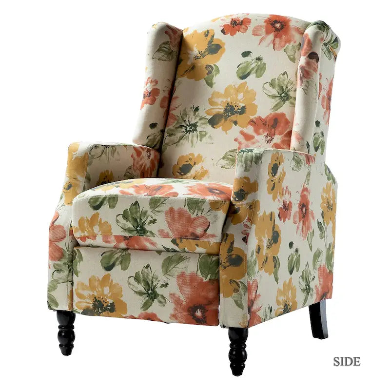 Fauteuil inclinable manuel "push-back" de style Mid-Century Modern avec dossier à oreilles