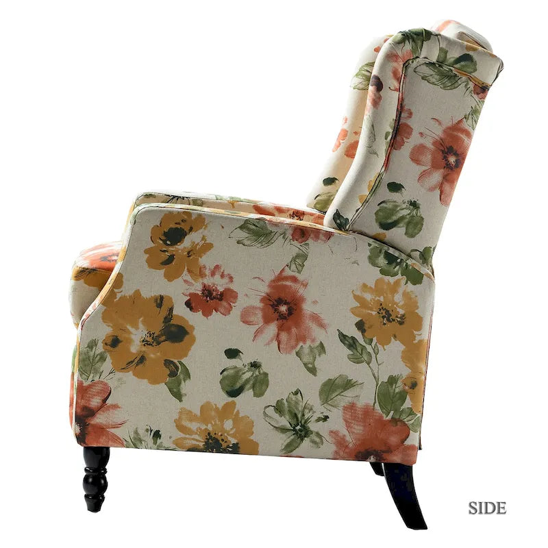 Fauteuil inclinable manuel "push-back" de style Mid-Century Modern avec dossier à oreilles