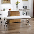 Banc de salle à manger capitonné en similicuir de 118 cm de long avec pieds en X en métal