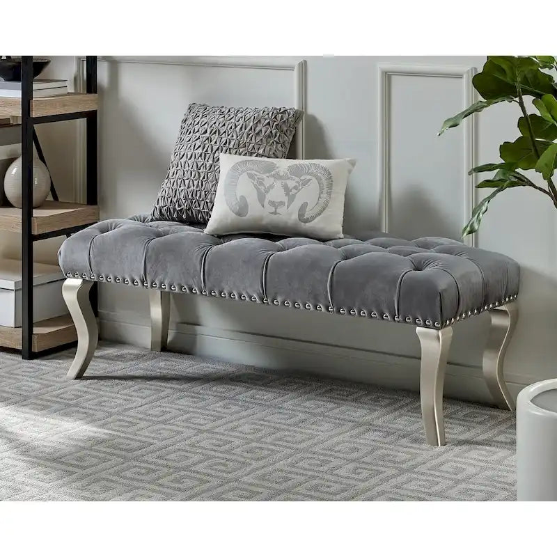 Banc rembourré capitonné Décor avec garniture cloutée