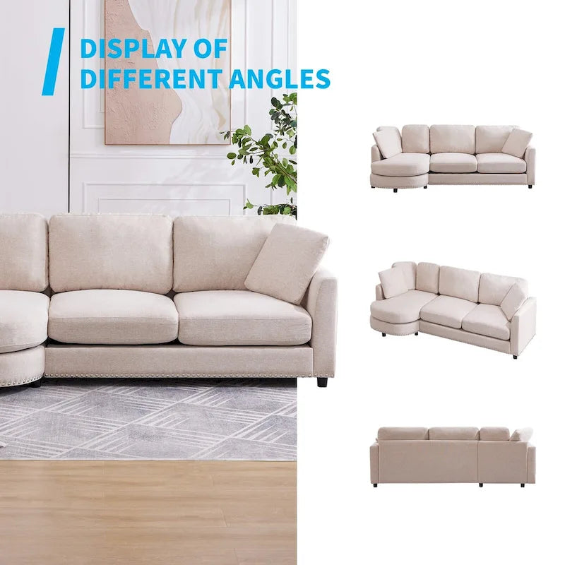 Canapé sectionnel incurvé minimaliste moderne, canapé d'angle de luxe rembourré avec méridienne - 105 cm x 226 cm x 81 cm