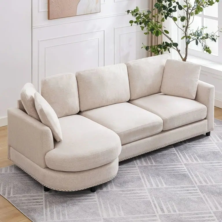 Canapé sectionnel incurvé minimaliste moderne, canapé d'angle de luxe rembourré avec méridienne - 105 cm x 226 cm x 81 cm