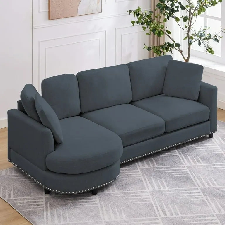 Canapé sectionnel incurvé minimaliste moderne, canapé d'angle de luxe rembourré avec méridienne - 105 cm x 226 cm x 81 cm