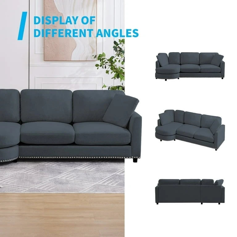 Canapé sectionnel incurvé minimaliste moderne, canapé d'angle de luxe rembourré avec méridienne - 105 cm x 226 cm x 81 cm