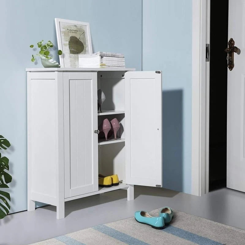 Meuble de salle de bain bas en bois avec étagères réglables (4 options)
