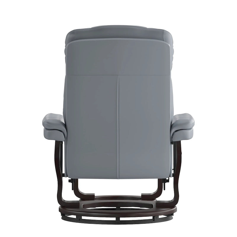 Fauteuil inclinable contemporain multiposition et pouf incurvé avec base pivotante