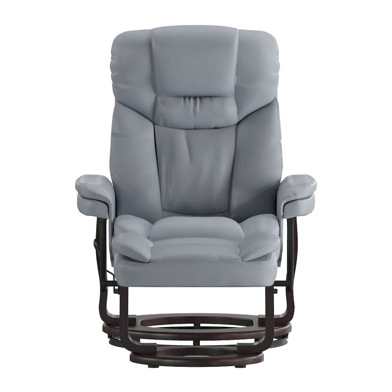 Fauteuil inclinable contemporain multiposition et pouf incurvé avec base pivotante
