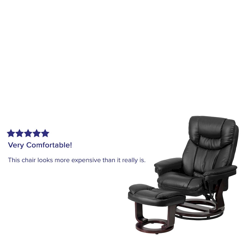 Fauteuil inclinable contemporain multiposition et pouf incurvé avec base pivotante