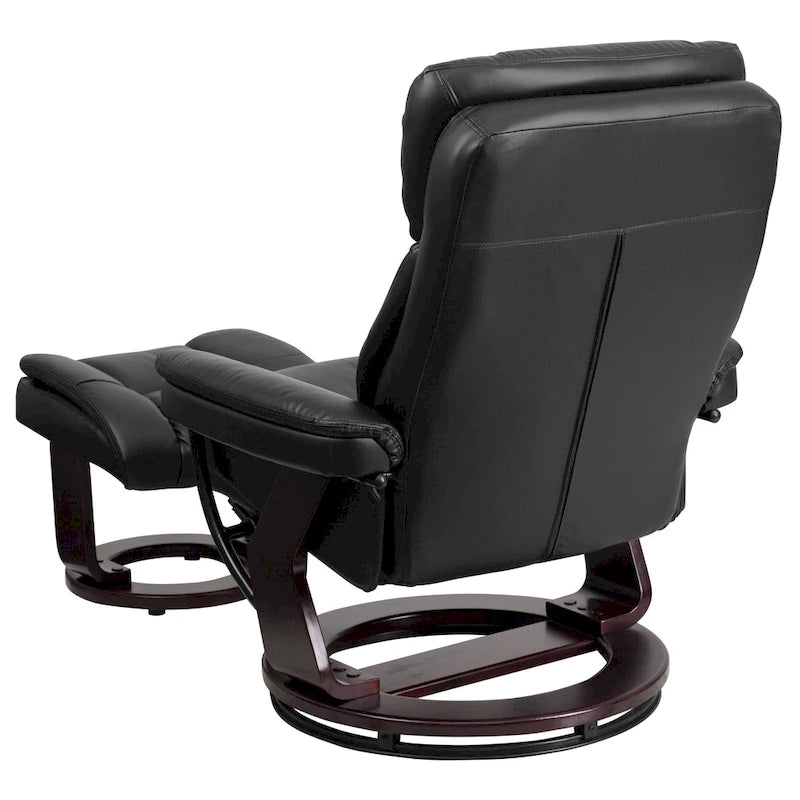 Fauteuil inclinable contemporain multiposition et pouf incurvé avec base pivotante