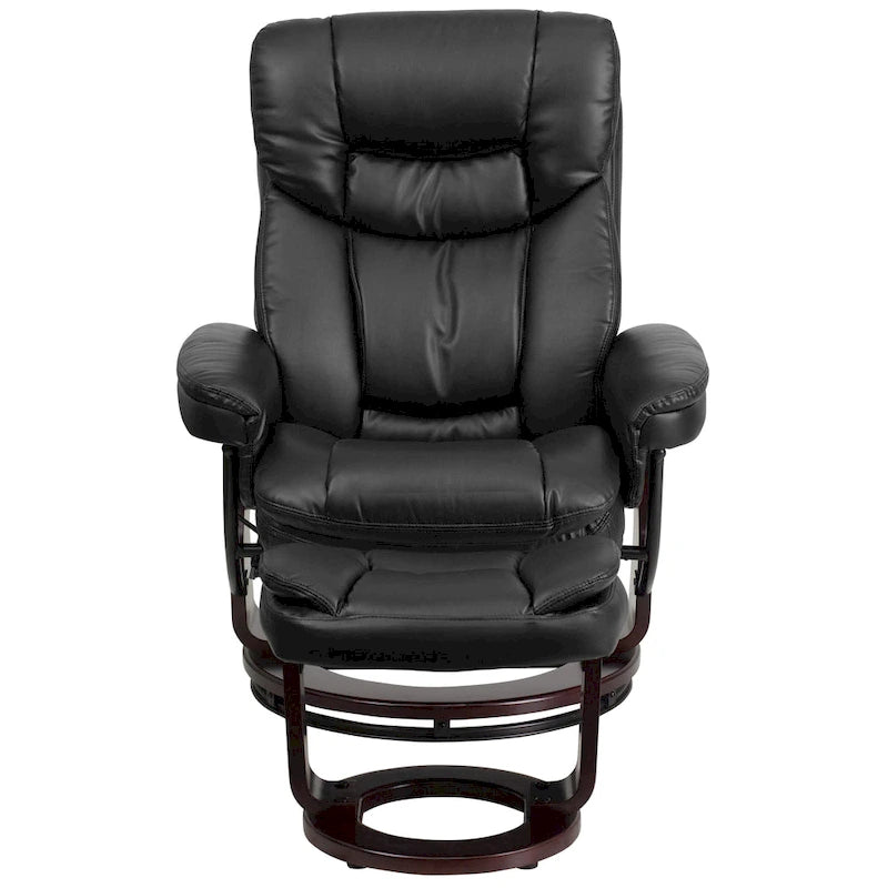 Fauteuil inclinable contemporain multiposition et pouf incurvé avec base pivotante