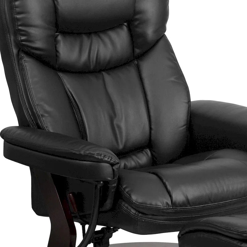 Fauteuil inclinable contemporain multiposition et pouf incurvé avec base pivotante
