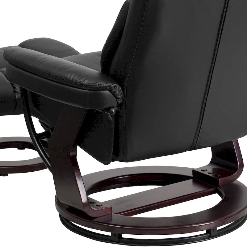 Fauteuil inclinable contemporain multiposition et pouf incurvé avec base pivotante