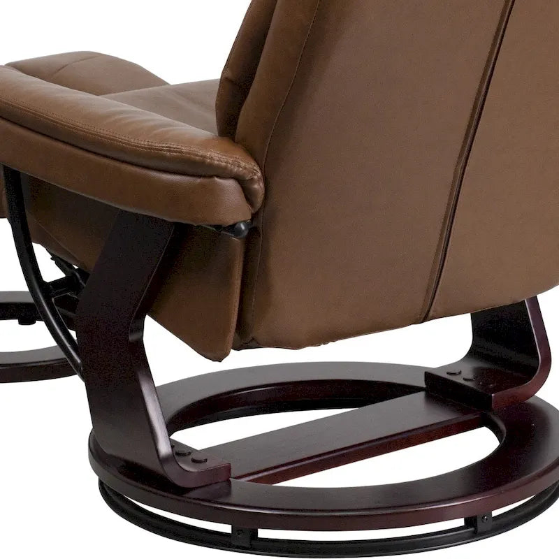 Fauteuil inclinable contemporain multiposition et pouf incurvé avec base pivotante