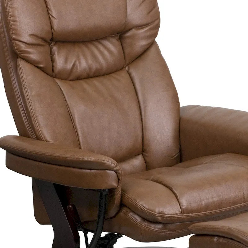 Fauteuil inclinable contemporain multiposition et pouf incurvé avec base pivotante