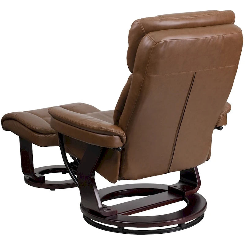 Fauteuil inclinable contemporain multiposition et pouf incurvé avec base pivotante