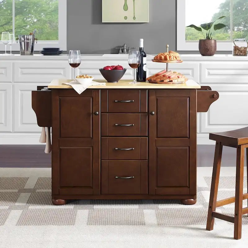 Îlot de cuisine avec plateau en bois naturel - 18p x 51,5L x 35,25H