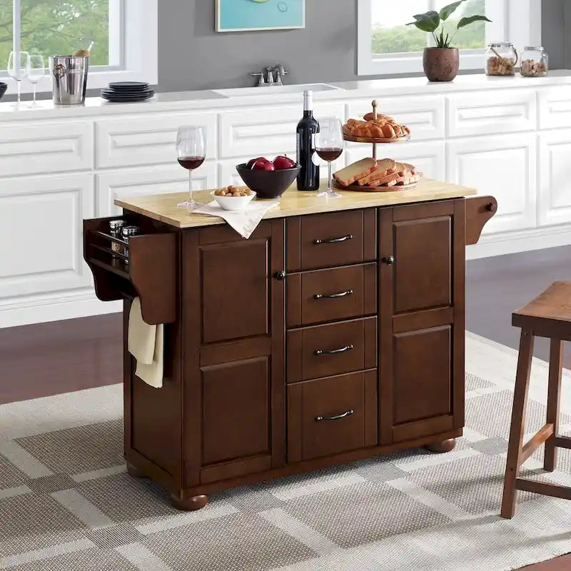 Îlot de cuisine avec plateau en bois naturel - 18p x 51,5L x 35,25H