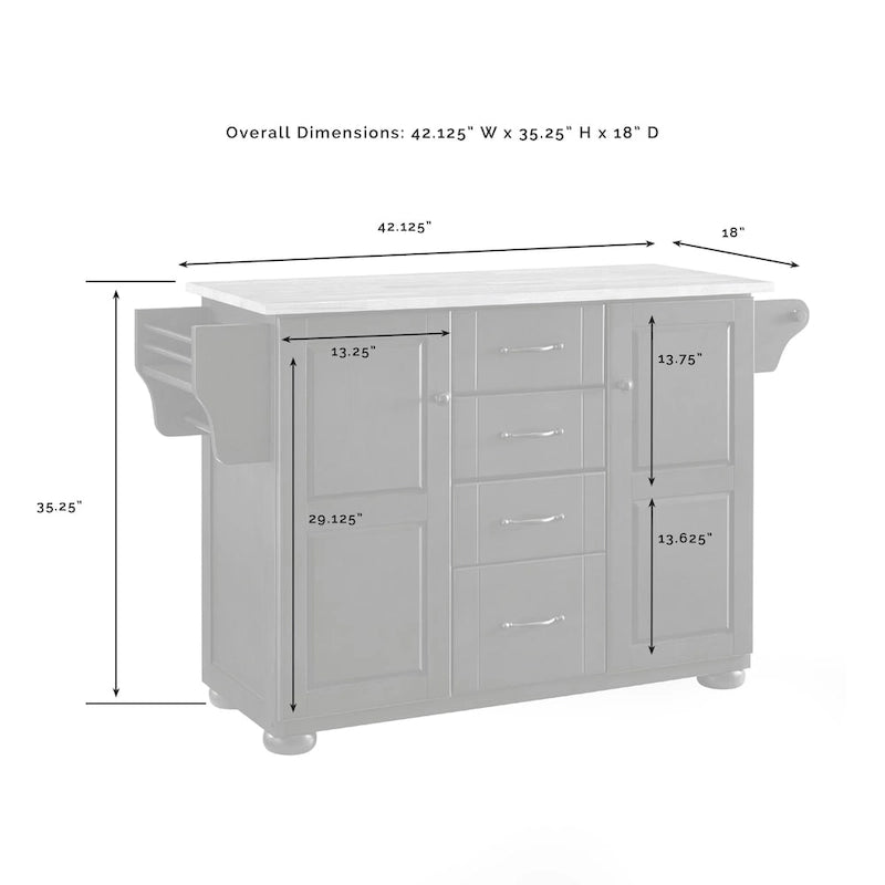 Îlot de cuisine avec plateau en bois naturel - 18p x 51,5L x 35,25H