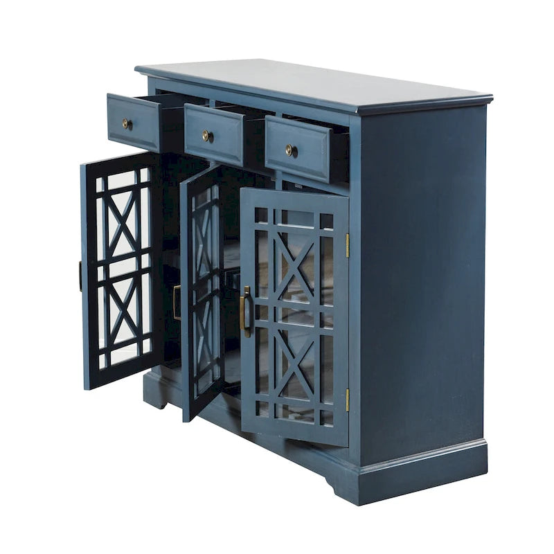 Buffet 3 tiroirs et 2 portes bleu marine