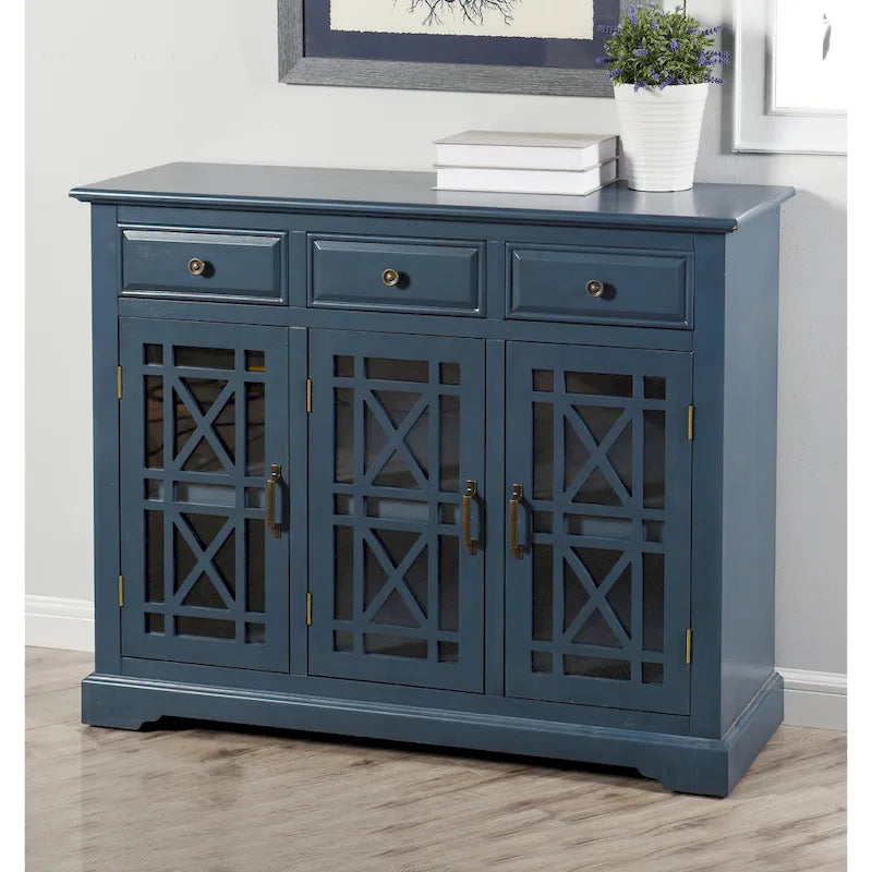 Buffet 3 tiroirs et 2 portes bleu marine