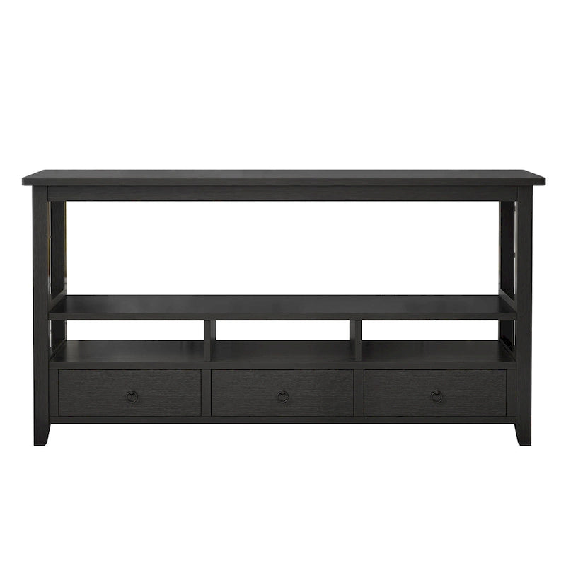 Console de style vintage à 3 niveaux avec 3 tiroirs et étagères