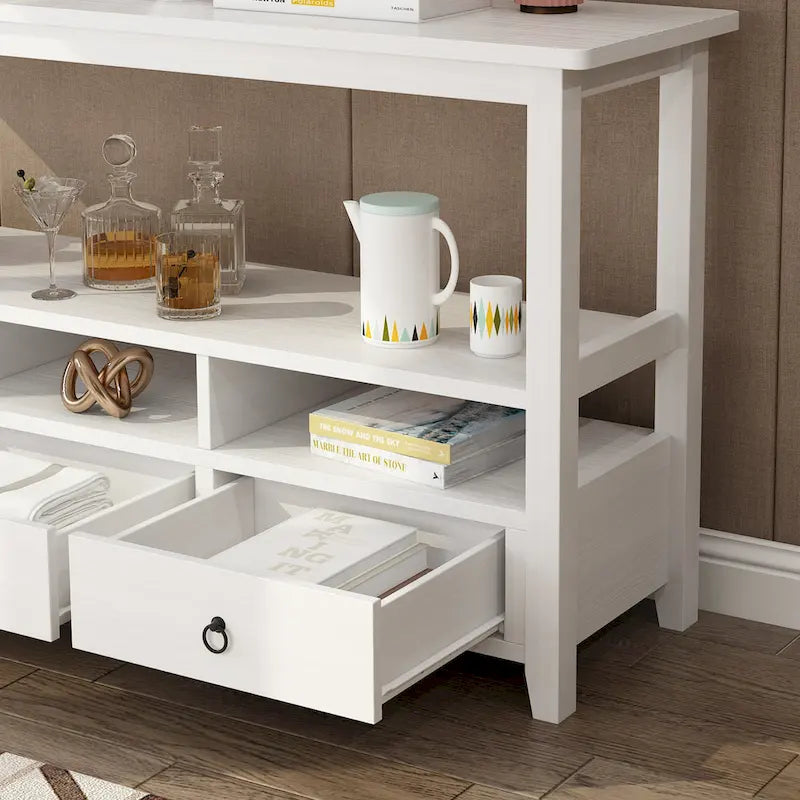 Console de style vintage à 3 niveaux avec 3 tiroirs et étagères