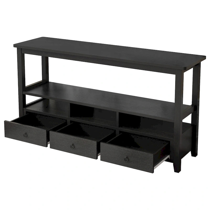Console de style vintage à 3 niveaux avec 3 tiroirs et étagères