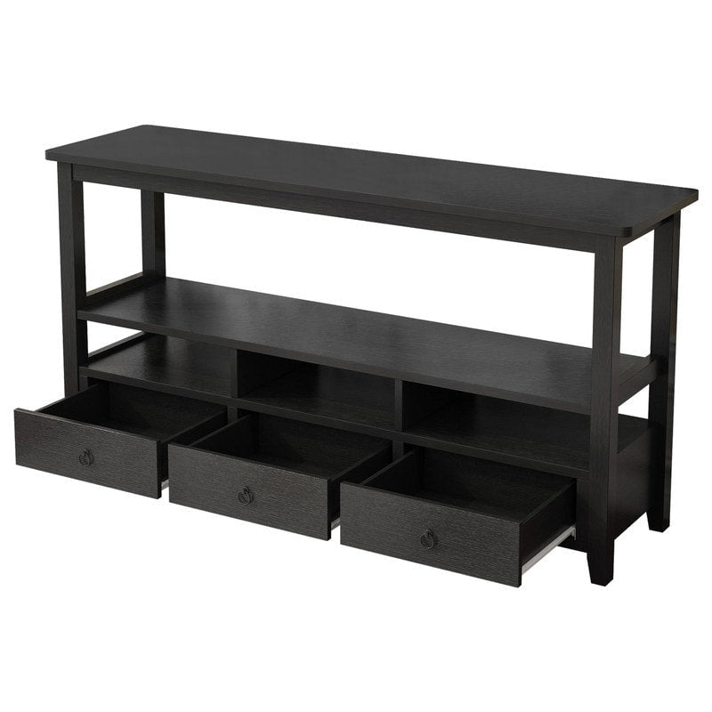 Console de style vintage à 3 niveaux avec 3 tiroirs et étagères