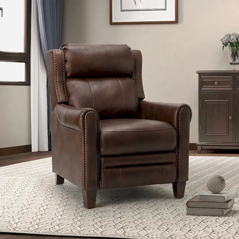 32,48 po Large Fauteuil inclinable manuel en cuir véritable