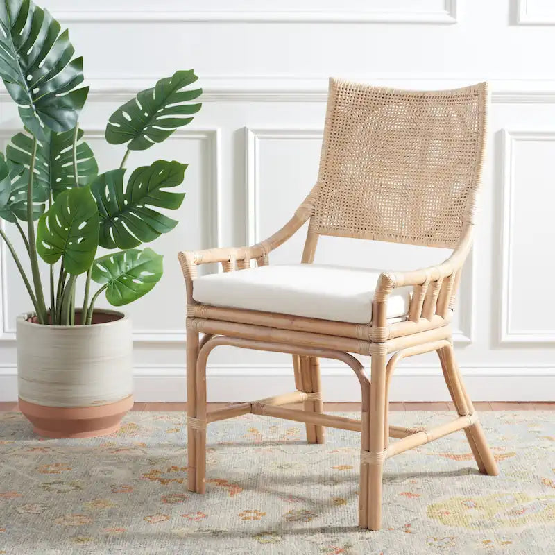Coastal Rattan Cushion Chair - 22 W x 24 L x 37 H - 22W x 24D x 37H