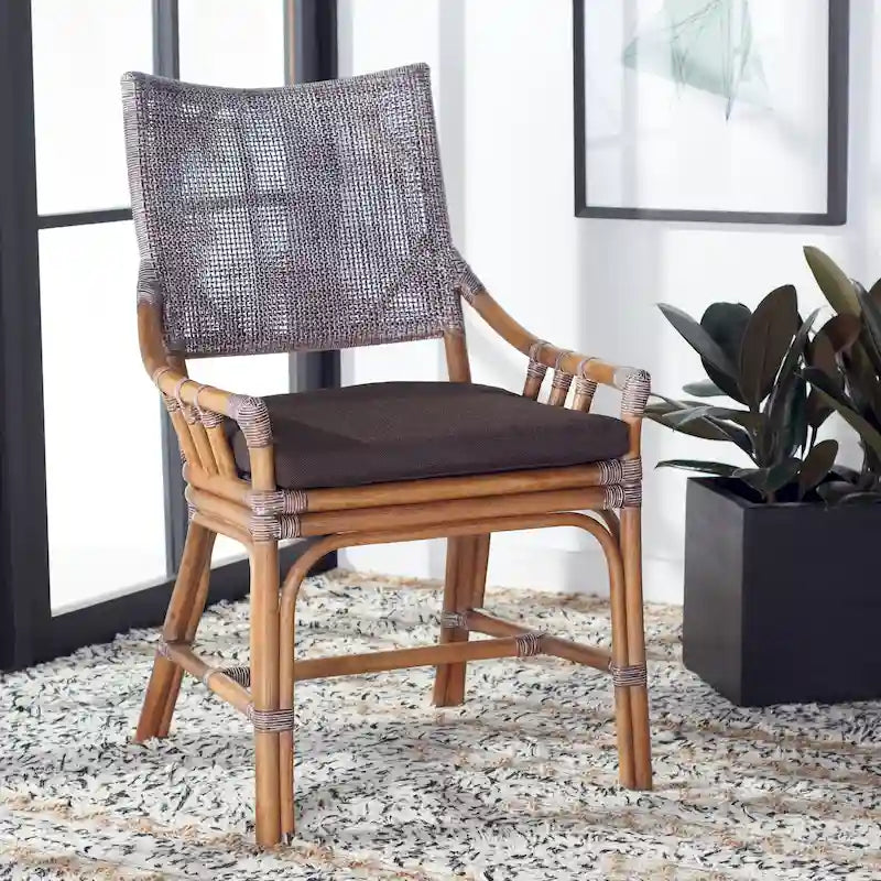 Coastal Rattan Cushion Chair - 22 W x 24 L x 37 H - 22W x 24D x 37H