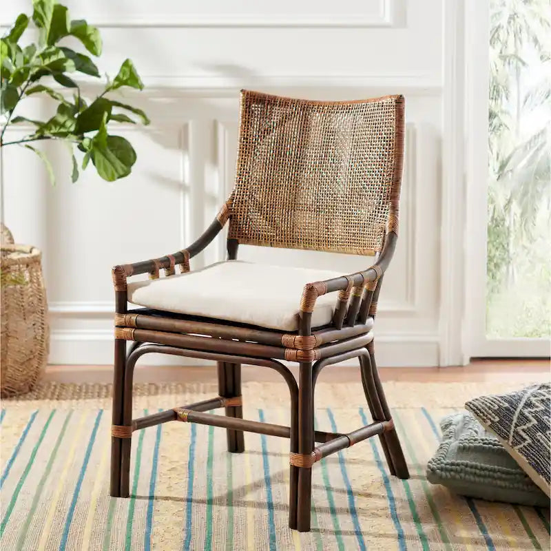 Coastal Rattan Cushion Chair - 22 W x 24 L x 37 H - 22W x 24D x 37H