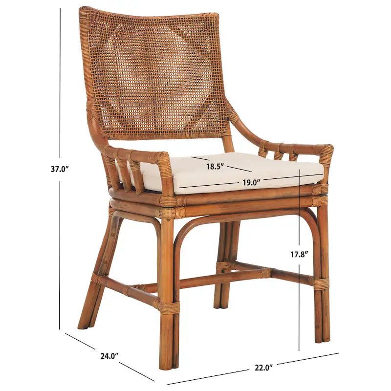 Chaise coussin en rotin côtier - 22 L x 24 P x 37 H - 22L x 24P x 37H