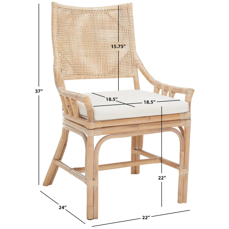 Chaise coussin en rotin côtier - 22 L x 24 P x 37 H - 22L x 24P x 37H