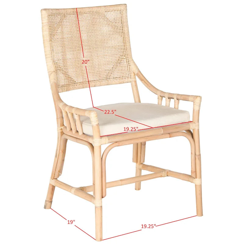 Chaise coussin en rotin côtier - 22 L x 24 P x 37 H - 22L x 24P x 37H