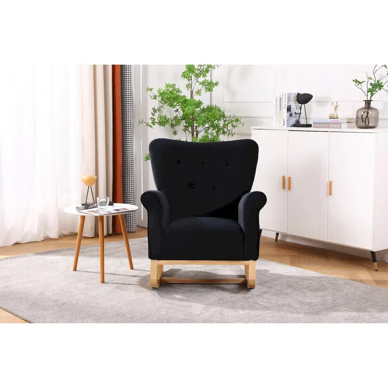 Fauteuil à bascule en velours