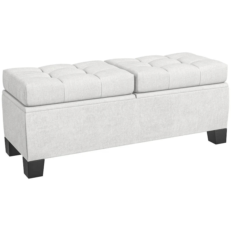 Banc de rangement capitonné avec charnières de sécurité pour salon, entrée, chambre à coucher