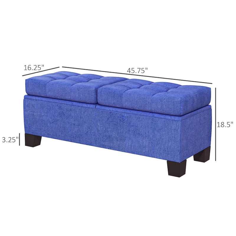 Banc de rangement capitonné avec charnières de sécurité pour salon, entrée, chambre à coucher