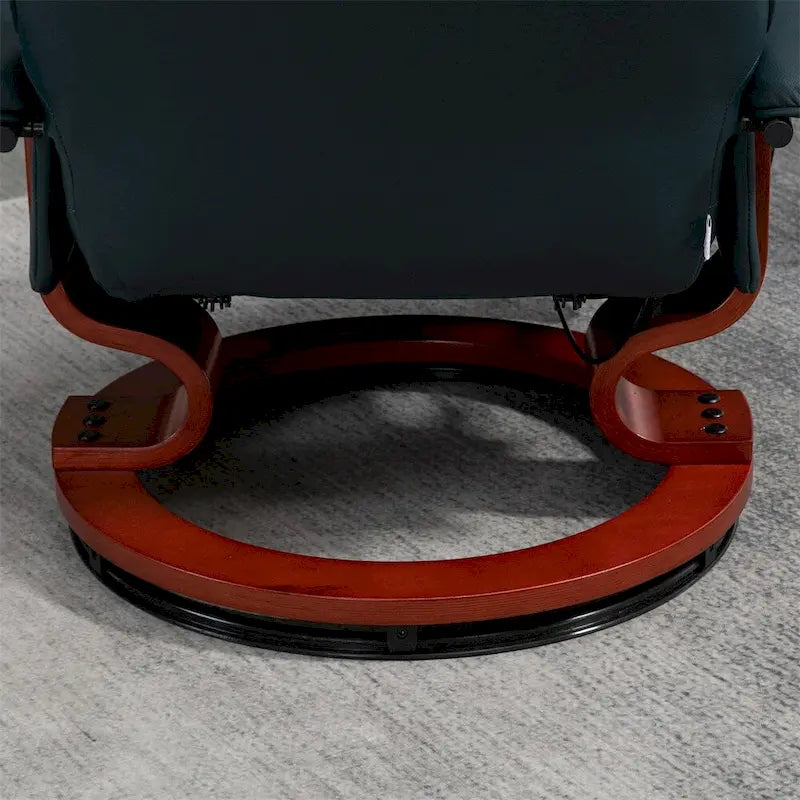 Fauteuil inclinable manuel en cuir pivotant avec accoudoirs et repose-pieds extensible