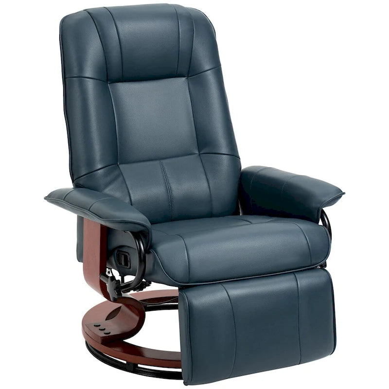 Fauteuil inclinable manuel en cuir pivotant avec accoudoirs et repose-pieds extensible