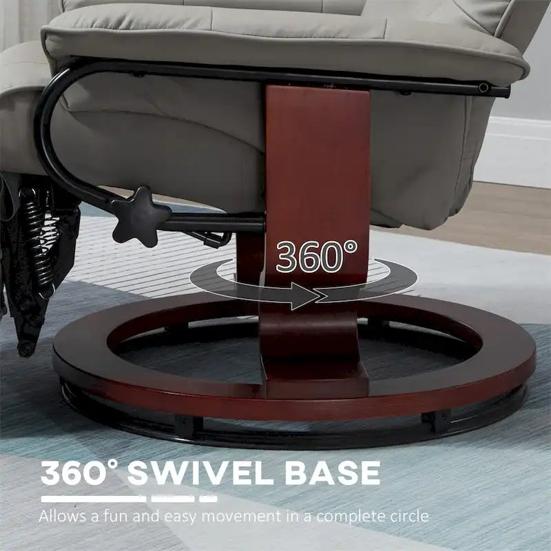 Fauteuil inclinable manuel en cuir pivotant avec accoudoirs et repose-pieds extensible