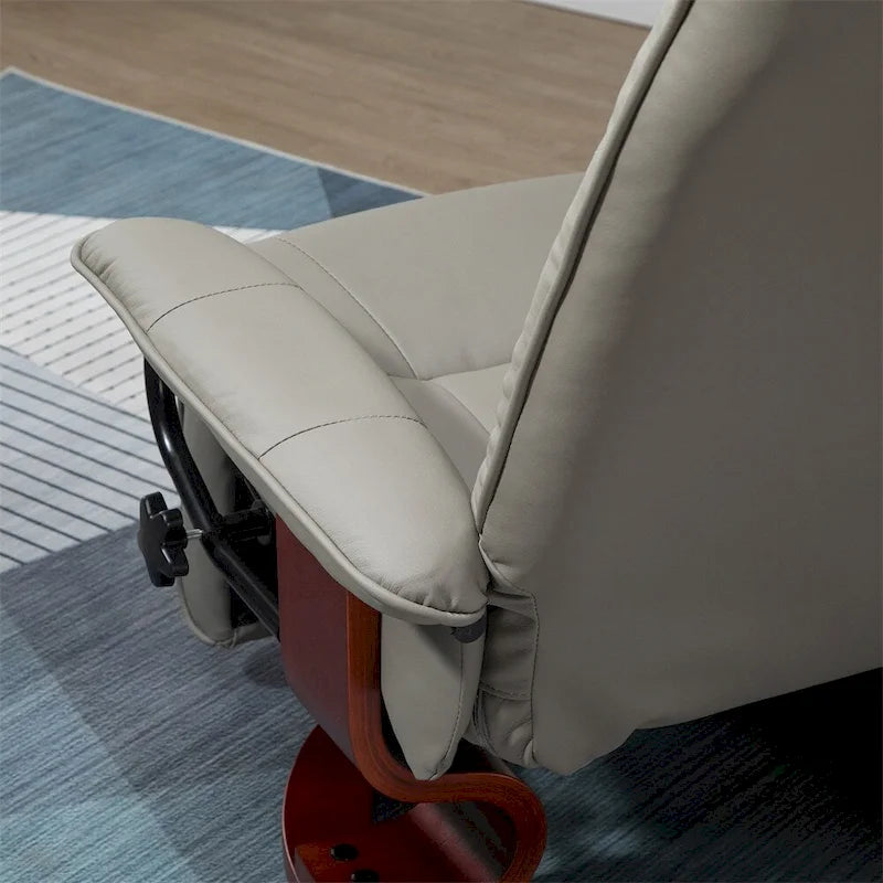 Fauteuil inclinable manuel en cuir pivotant avec accoudoirs et repose-pieds extensible