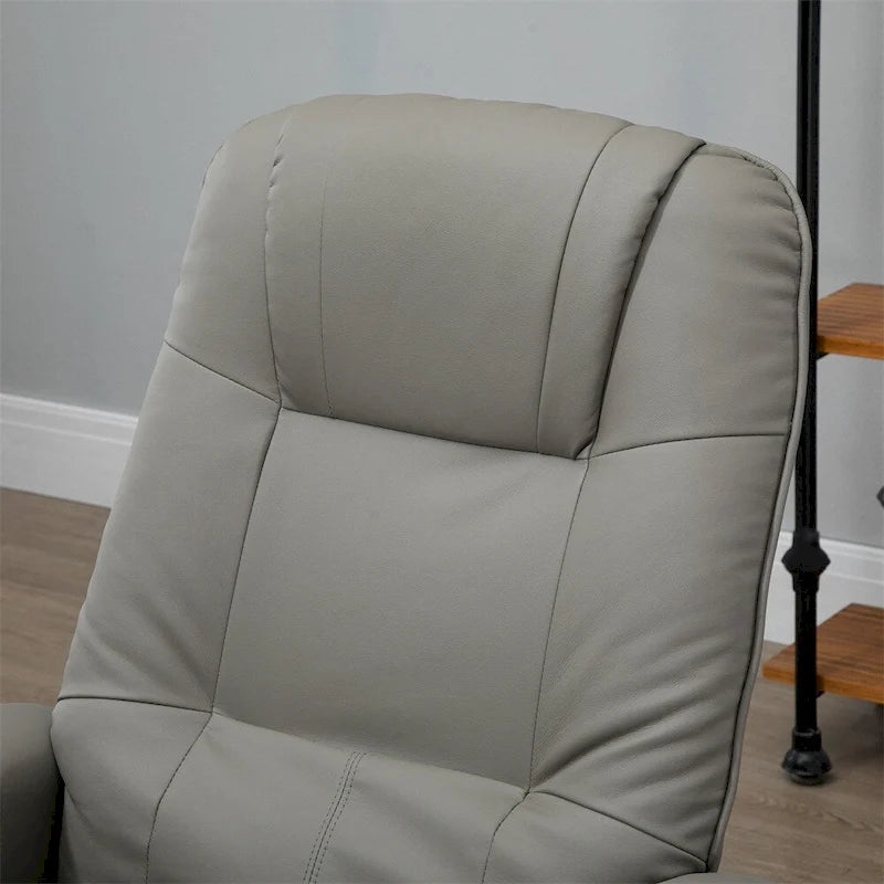 Fauteuil inclinable manuel en cuir pivotant avec accoudoirs et repose-pieds extensible