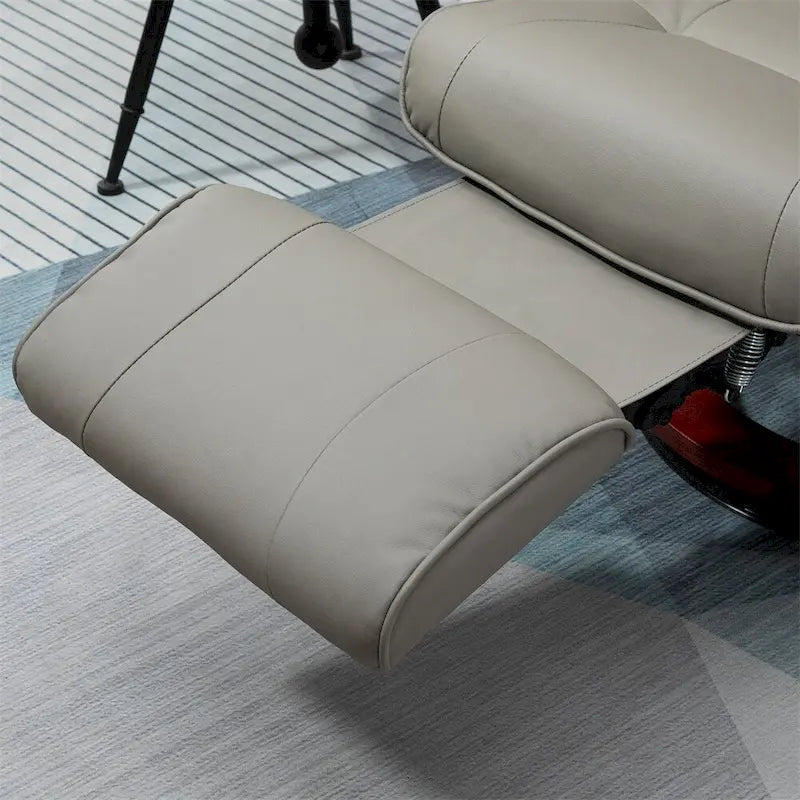 Fauteuil inclinable manuel en cuir pivotant avec accoudoirs et repose-pieds extensible