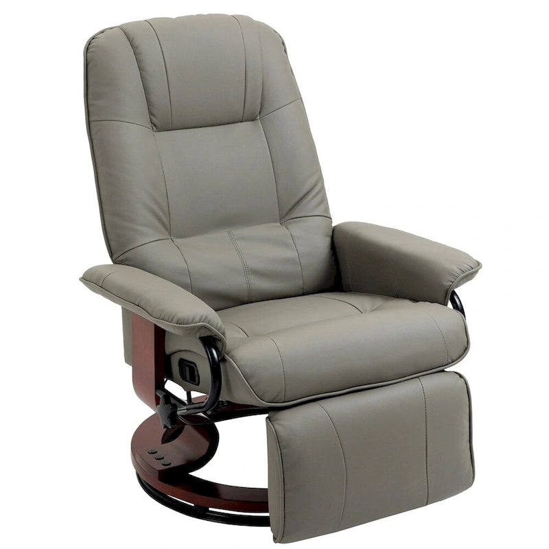 Fauteuil inclinable manuel en cuir pivotant avec accoudoirs et repose-pieds extensible