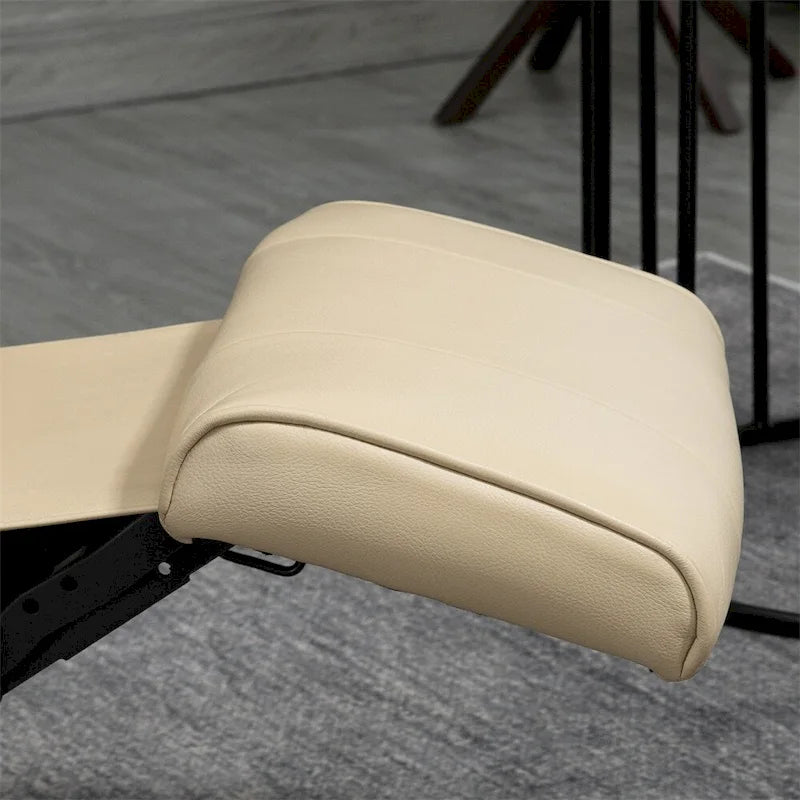 Fauteuil inclinable manuel en cuir pivotant avec accoudoirs et repose-pieds extensible