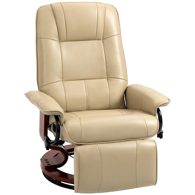 Fauteuil inclinable manuel en cuir pivotant avec accoudoirs et repose-pieds extensible