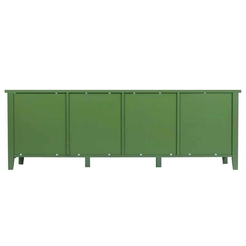 Meuble TV de rangement moderne de 180 cm en bois massif et portes vitrées