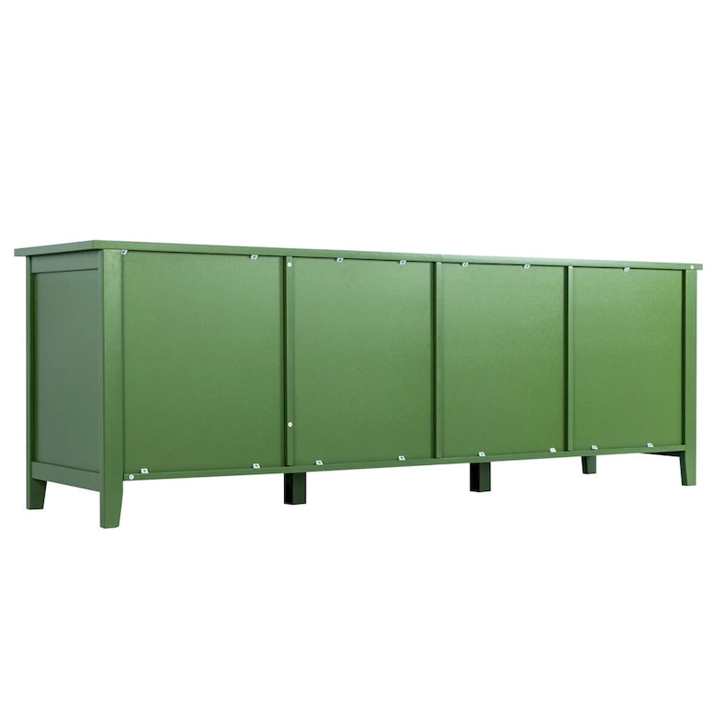 Meuble TV de rangement moderne de 180 cm en bois massif et portes vitrées